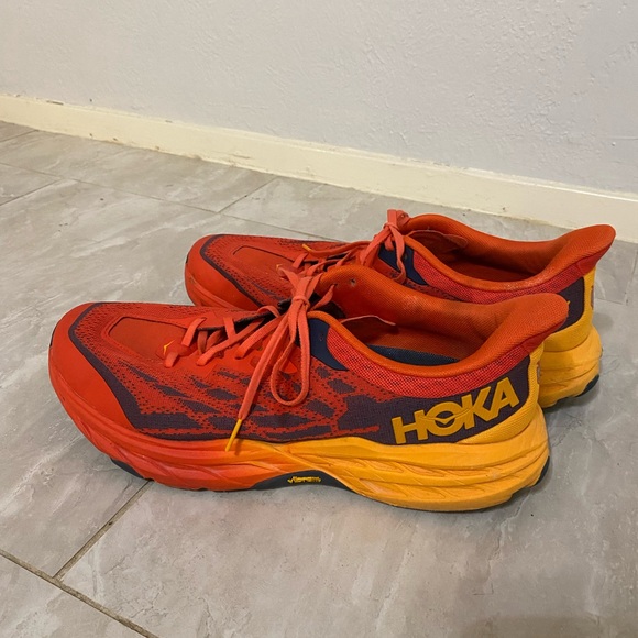Hoka One One Speedgoat 5 Men's Trail Running Shoes Castle Rock Flame, Size 14 2E - Picture 4 of 15